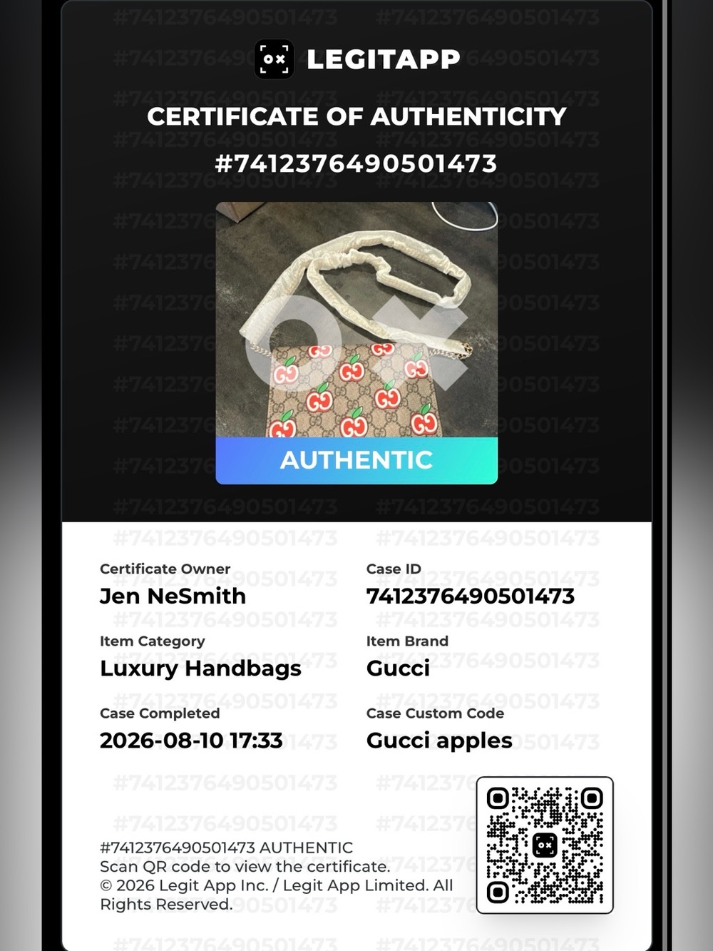 11 left! 15 Spot Quickie! Gucci GG Supreme Apple Print WOC Ltd edition - Picture 9 of 11